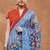 Blue silk blend floral printed girlie rich looks fancy saree