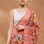 Orange silk blend floral printed girlie rich looks fancy saree