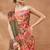 Orange silk blend floral printed girlie rich looks fancy saree