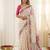 White linen silk blend sophisticated rich looks printed saree