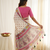 White linen silk blend sophisticated rich looks printed saree