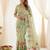 Grey linen silk blend sophisticated rich looks printed saree