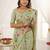 Grey linen silk blend sophisticated rich looks printed saree