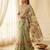 Grey linen silk blend sophisticated rich looks printed saree