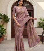 Pink virana silk blend smart rich looks printed saree