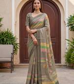 Grey virana silk blend smart rich looks printed saree