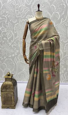 Grey virana silk blend smart rich looks printed saree 5
