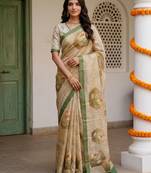 Peach virana silk blend smart rich looks printed saree