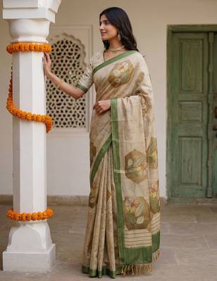 Peach virana silk blend smart rich looks printed saree 4