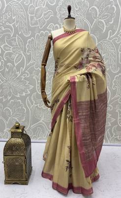 Yellow virana silk blend smart rich looks printed saree 5
