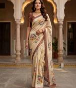 Chiku virana silk blend smart rich looks printed saree