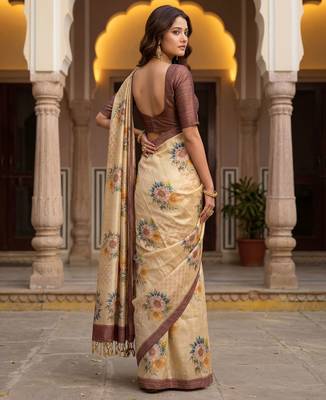 Chiku virana silk blend smart rich looks printed saree 2