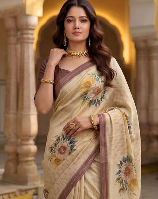 Chiku virana silk blend smart rich looks printed saree 3
