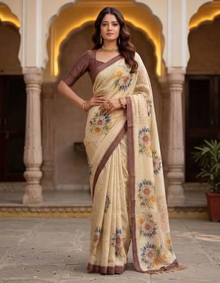 Chiku virana silk blend smart rich looks printed saree 4