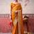 Mustard ethnic chinon woven partywear saree