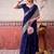 Blue ethnic chinon woven partywear saree