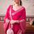 Pink ethnic chinon woven partywear saree