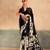 Black satin silk blend kalamkari printed rich sophisticated saree