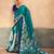 Firozi satin silk blend kalamkari printed rich sophisticated saree