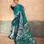 Firozi satin silk blend kalamkari printed rich sophisticated saree