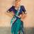 Firozi satin silk blend kalamkari printed rich sophisticated saree