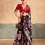 Black satin silk blend kalamkari printed rich sophisticated saree