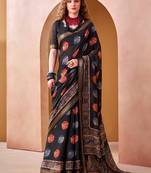 Black trendy p v chanderi girlie saree
