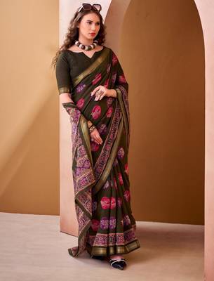 Mahendi trendy p v chanderi girlie saree 2