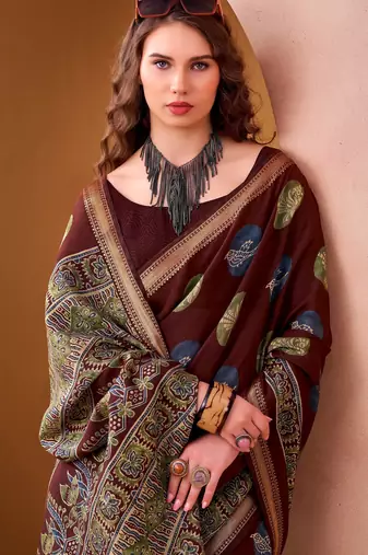 Maroon trendy p v chanderi girlie saree