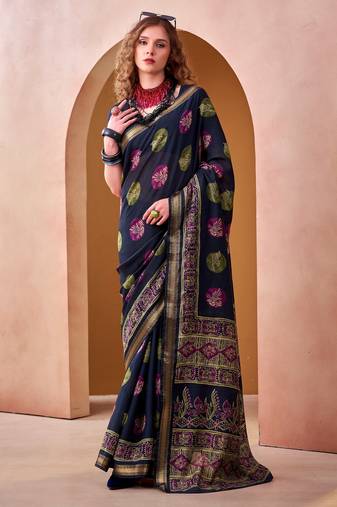 Blue trendy p v chanderi girlie saree