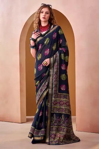 Blue trendy p v chanderi girlie saree