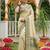 Cream ethnic soft silk blend woven ceremonial saree
