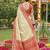 Cream ethnic soft silk blend woven ceremonial saree
