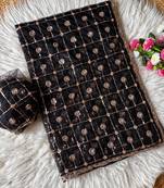 Black Color Beads And Sequence Work Net Saree