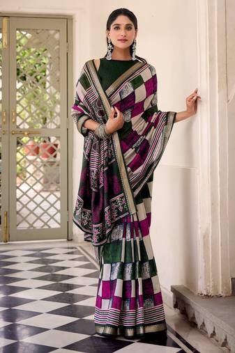 Green viscose chanderi casual looks saree