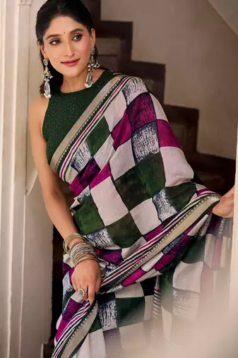 Green viscose chanderi casual looks saree