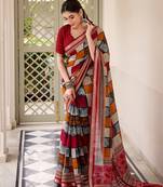 Maroon viscose chanderi casual looks saree