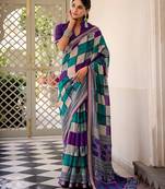 Purple viscose chanderi casual looks saree