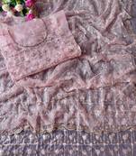 Light Pink Color Beads And Sequence Work Net Saree