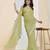pista silk blend partywear pre draped saree