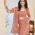 peach silk blend partywear pre draped saree