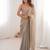 Grey satin partywear saree 