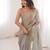 Grey satin partywear saree 