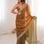 Orange satin partywear saree 
