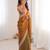 Orange satin partywear saree 