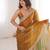 Orange satin partywear saree 