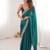 Sea green satin partywear saree 