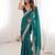 Sea green satin partywear saree 