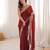Maroon satin partywear saree 
