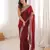 Maroon satin partywear saree 